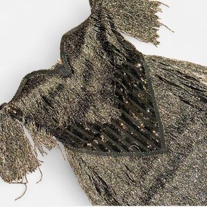 Black Sparkle Fringe Angel Brinks Mini Dress